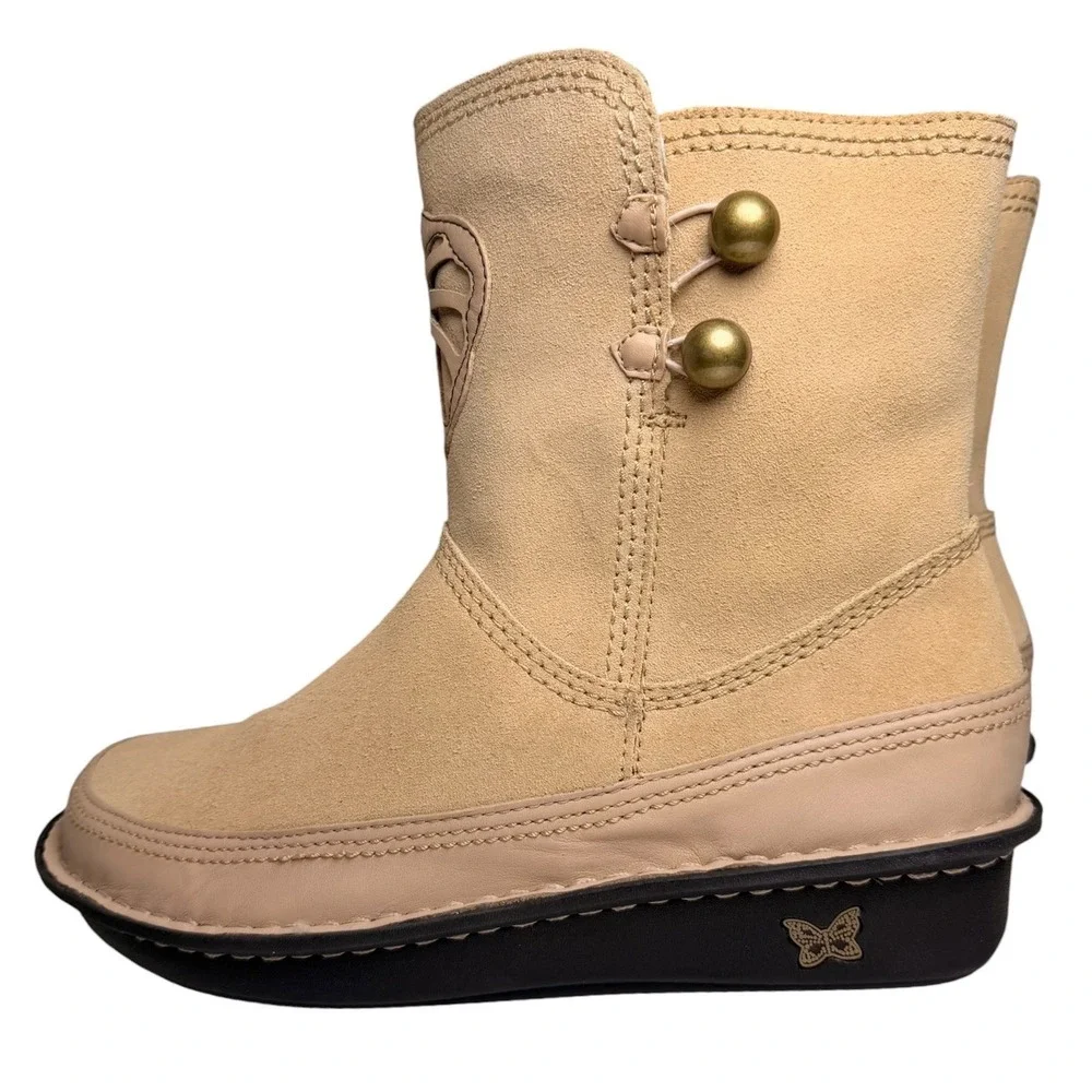 Alegria Aspen Beige Suede Shearling Butterfly Boots EU 40